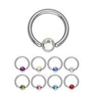 Piercing Klemmring - Silber - Kristall - 1.6mm