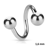 Piercing Spirale - Stahl - Silber - 1.6mm