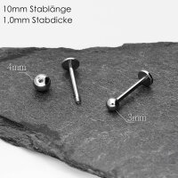 Piercing Labret - Stahl - Silber - 1.0mm