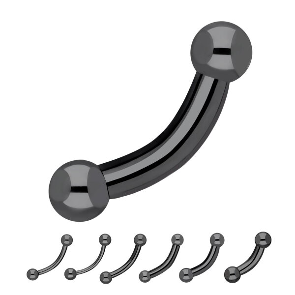 2.0mm bis 6.0mm Piercing Banane in Schwarz