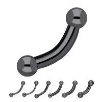 2.0mm bis 6.0mm Piercing Banane in Schwarz