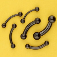2.0mm bis 6.0mm Piercing Banane in Schwarz