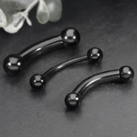 2.0mm bis 6.0mm Piercing Banane in Schwarz