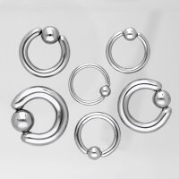 Klemmkugelring Piercing BCR | Silber | 48 Größen | 2mm - 6mm