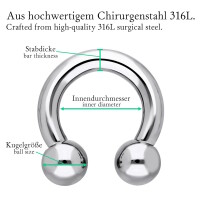 Dicker Hufeisen Piercing Ring CBR | Chirurgenstahl | Silber