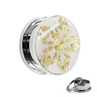 Ohr Plug - Stahl - Blume - Gold