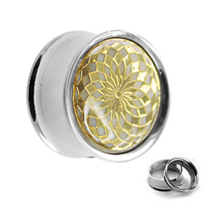 Ohr Plug - Stahl - Karos - Gold