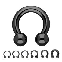 2.0mm bis 6.0mm Piercing Hufeisen in Schwarz