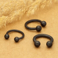 2.0mm bis 6.0mm Piercing Hufeisen in Schwarz