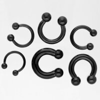 2.0mm bis 6.0mm Piercing Hufeisen in Schwarz