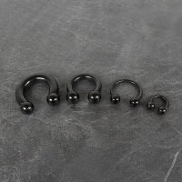 2.0mm bis 6.0mm Piercing Hufeisen in Schwarz