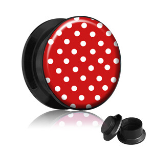 Picture Plug - Gewinde - Polka Dots - Rot 22 mm